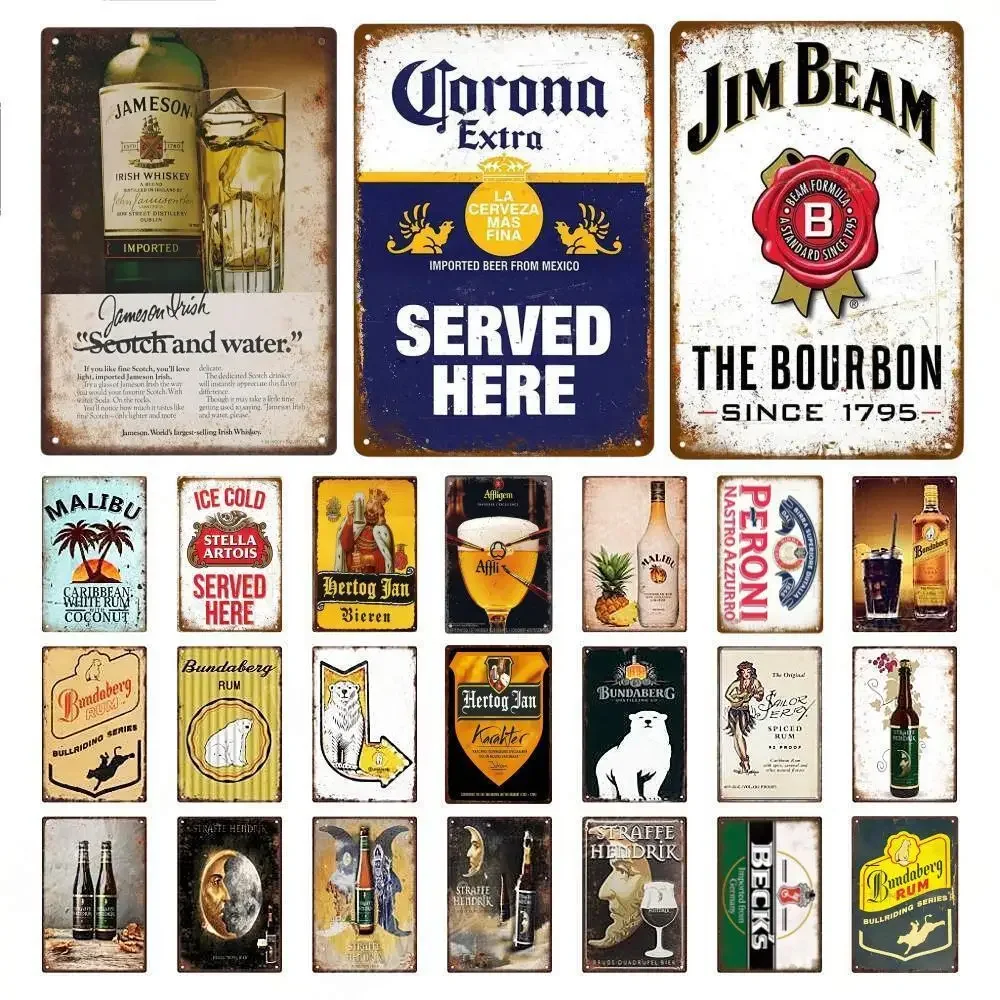 Wine Beer Pub - Merek bir Retro MALIBU Poster logam