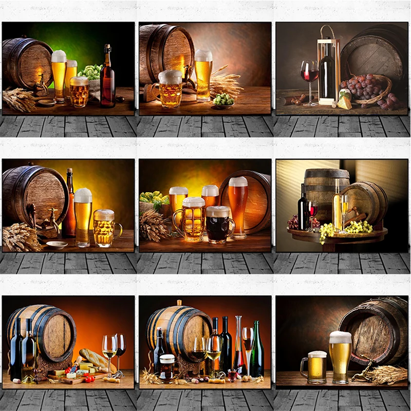Wine Beer Bottle - Lukisan Kanvas Botol Bir Anggur Anggur