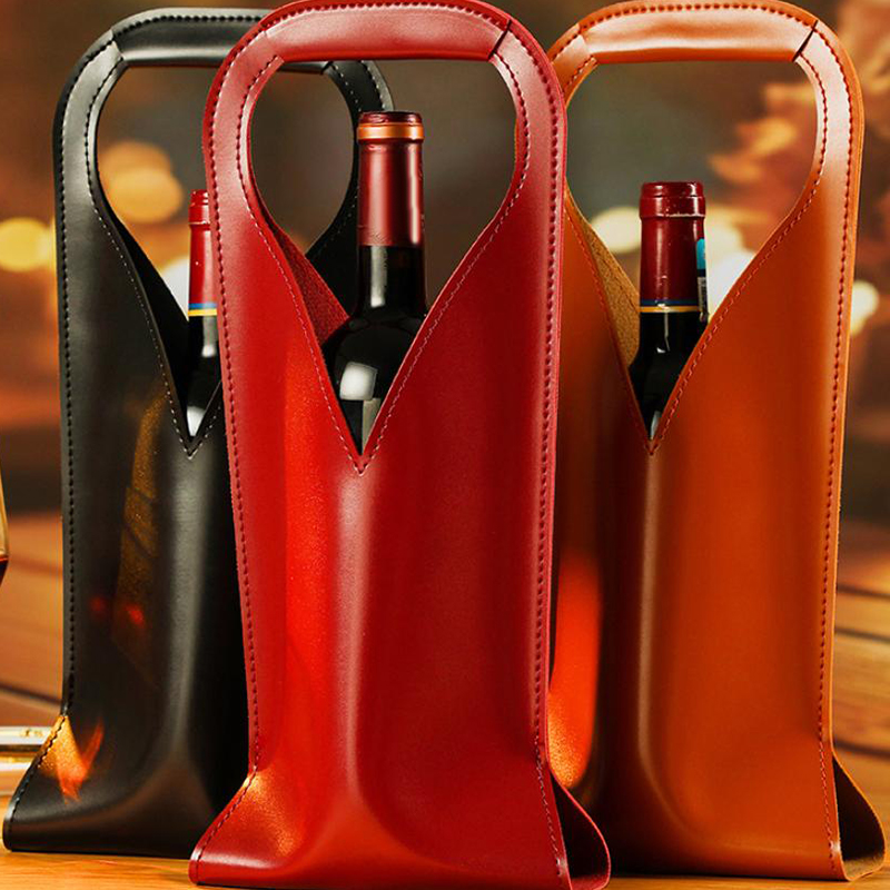 Wine Beer Champagne - Tas Hadiah Anggur Kulit Dua Lapis