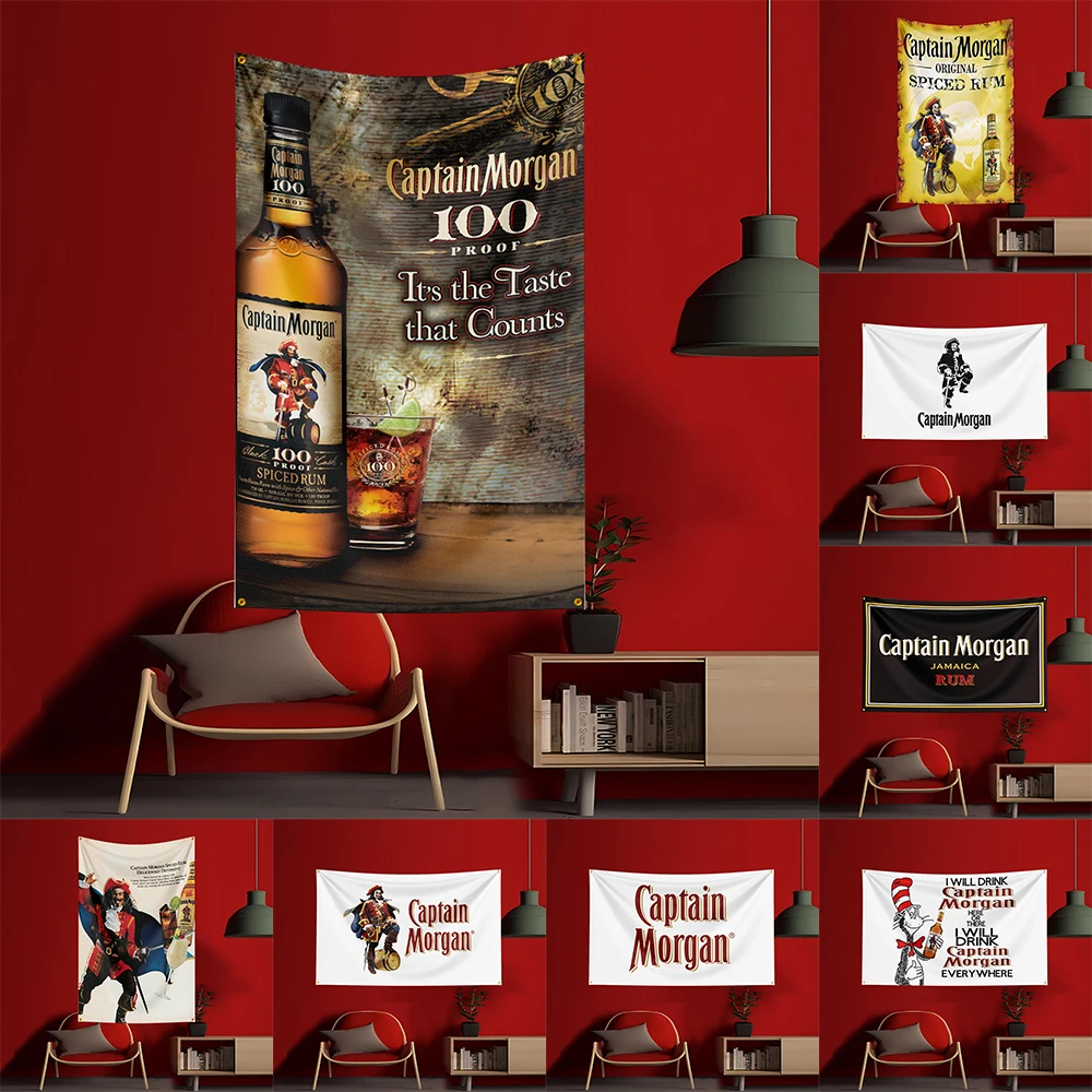 Wine Beer Garden - 90X150CM C-Captain Morgans Bendera Rum Poliester